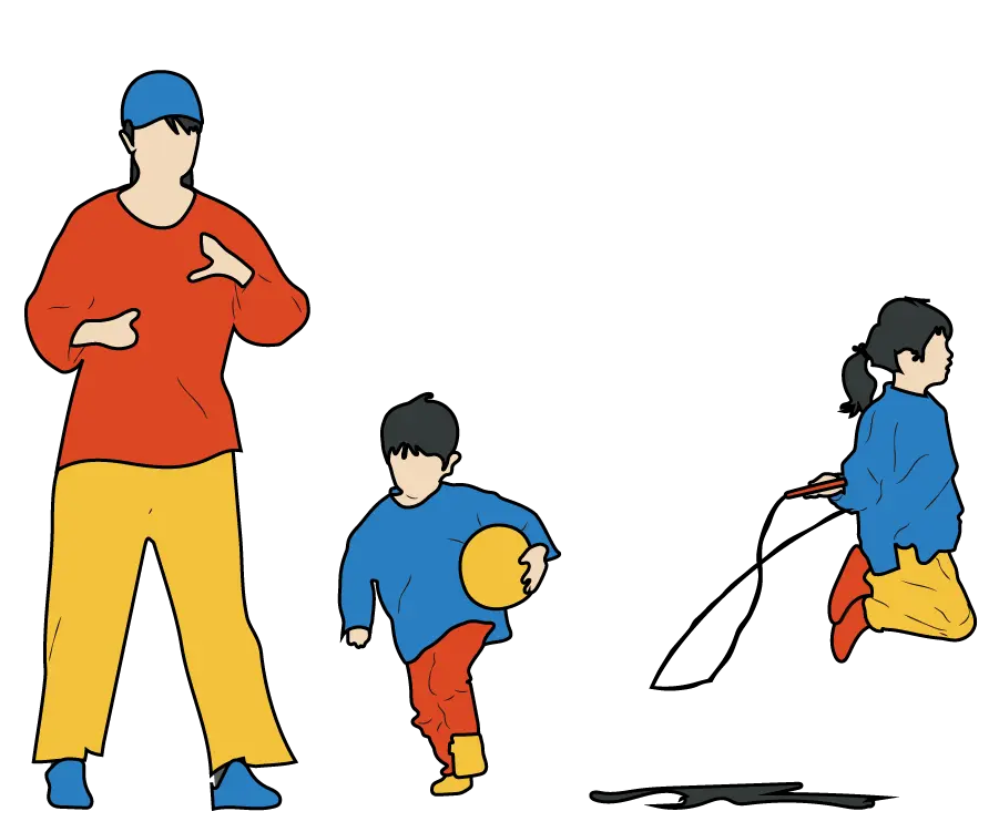 母と子どもたちのイラスト